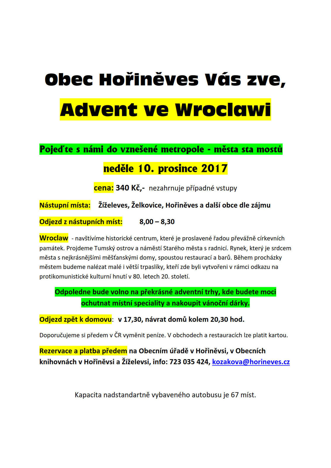 Pozvánka na adventní zájezd do Wroclawi